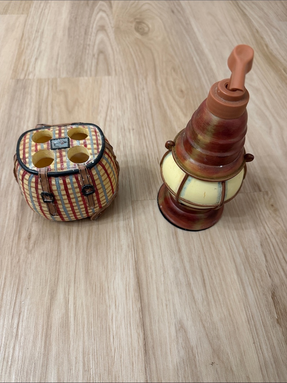 Lantern soap dispenser and Woven Toothbrush Holder